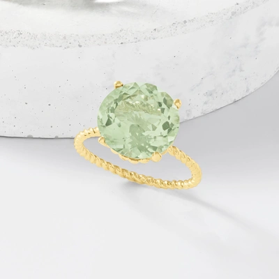 Shop Ross-simons Prasiolite Twist Rope Ring In 14kt Yellow Gold In Green