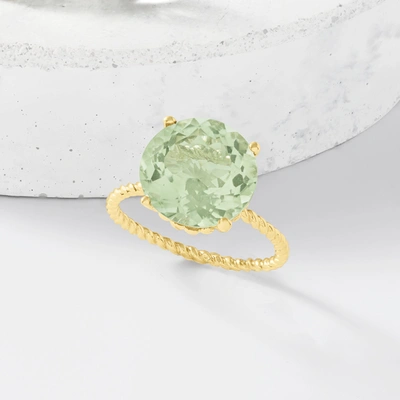 Ross-simons Prasiolite Twist Rope Ring In 14kt Yellow Gold In Green