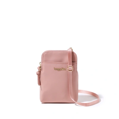 Shop Baggallini Take Two Bryant Vegan Leather Pouch Crossbody Bag In Pink