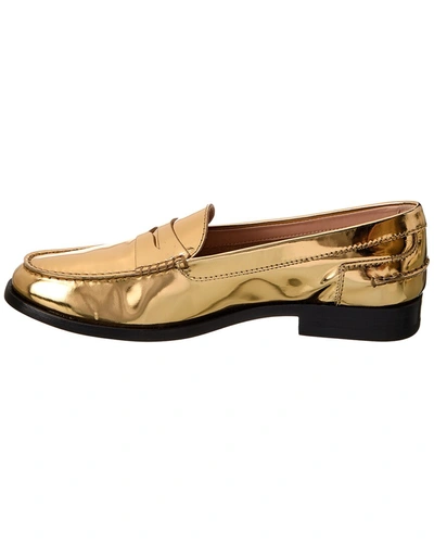 Shop Tod's Logo Leather Loafer In Gold