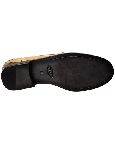 Shop Tod's Logo Leather Loafer In Gold