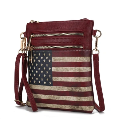 Shop Mkf Collection By Mia K Genesis Printed Flag Vegan Leather Women's Crossbody Bag In Red