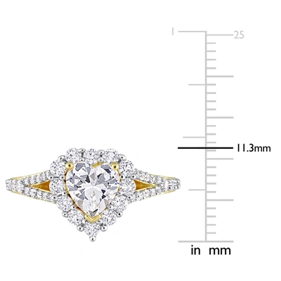 Mimi & Max 2 2/5 Ct Tgw Created White Sapphire Halo Heart Split Shank Ring In Yellow Plated Sterling Silver In Yellow