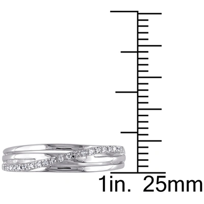 Mimi & Max Diamond Crossover Ring In Sterling Silver In Silver