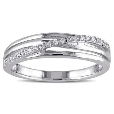 Mimi & Max Diamond Crossover Ring In Sterling Silver In Silver