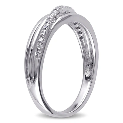 Mimi & Max Diamond Crossover Ring In Sterling Silver In Silver