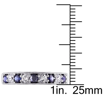 Mimi & Max 4/5ct Tgw Created Blue And Created White Sapphire Anniversary Band In Sterling Silver In Blue