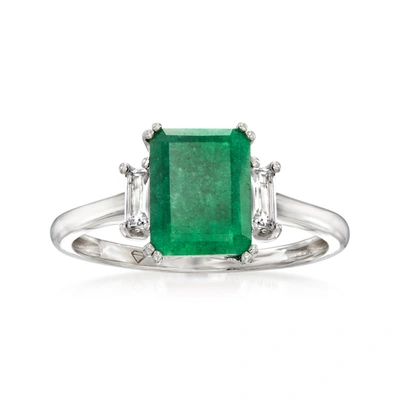 Shop Ross-simons Emerald Ring With . White Topaz In Sterling Silver In Green