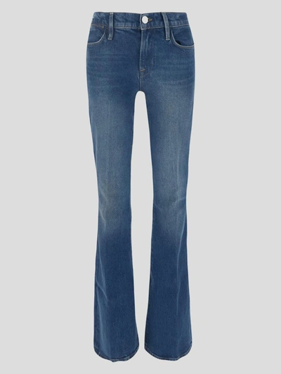 Shop Frame Jeans In <p> Blue Jeans In Cotton With Wide Leg