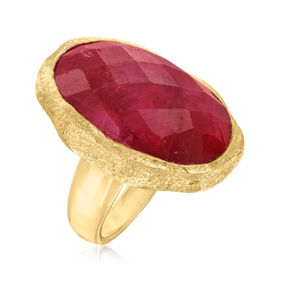 Ross-simons Ruby Ring In 18kt Gold Over Sterling In Red