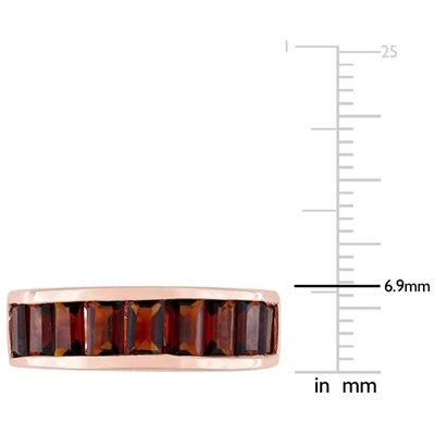 Mimi & Max 3 1/3 Ct Tgw Baguette-cut Garnet Semi-eternity Anniversary Band In Sterling Silver In Red