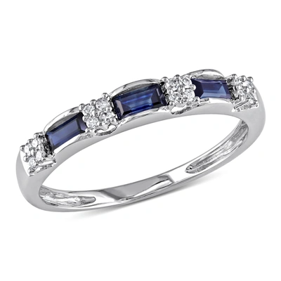 Mimi & Max 1/2 Ct Tgw Sapphire And Diamond Accent Eternity Ring In 10k White Gold In Silver