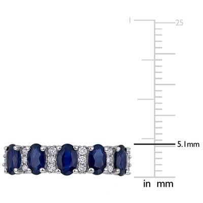 Mimi & Max 1 1/2 Ct Tgw Blue Sapphire And 1/6 Ct Tw Diamond Semi Eternity Ring In 14k White Gold In Silver