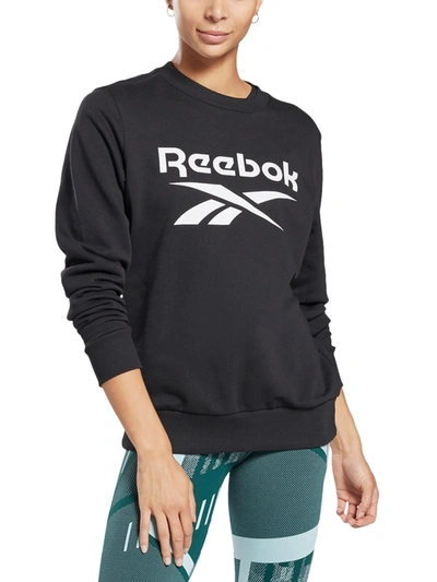 Shop Reebok Womens Logo Crewneck Sweatshirt In Black