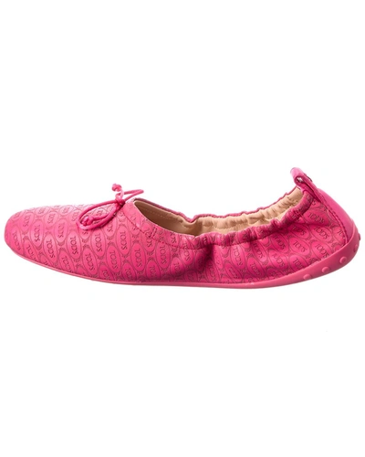Shop Tod's Tods Leather Ballerina Flat In Pink