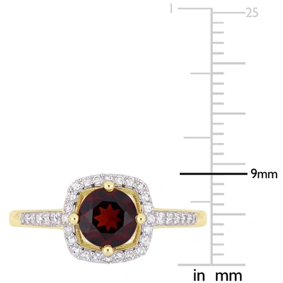 Mimi & Max 1 Ct Tgw Garnet And 1/7 Ct Tw Diamond Halo Ring In 10k Yellow Gold In Red