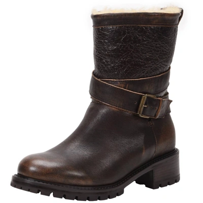 Shop Ross & Snow Emilina Weatherproof Shearling Bomber Moto Boot In Brown