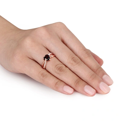 Mimi & Max Heart Shaped Garnet Ring With Diamonds In 10k Rose Gold In Red