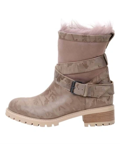 Ross & Snow Emilina Weatherproof Shearling Moto Boot In Blush Camo In Multi