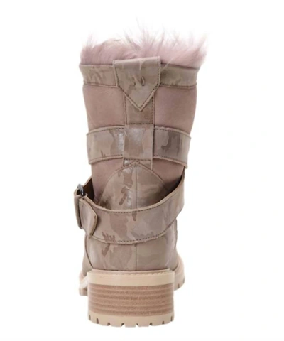 Ross & Snow Emilina Weatherproof Shearling Moto Boot In Blush Camo In Multi