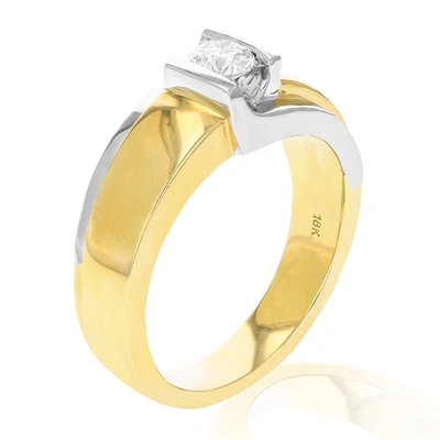 Vir Jewels 1/2 Cttw Men's Diamond Engagement Ring 18k Yellow Gold And Platinum In Silver