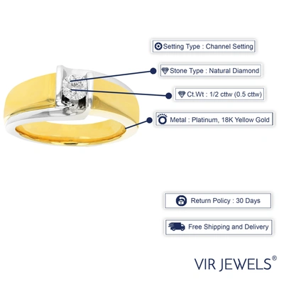 Vir Jewels 1/2 Cttw Men's Diamond Engagement Ring 18k Yellow Gold And Platinum In Silver