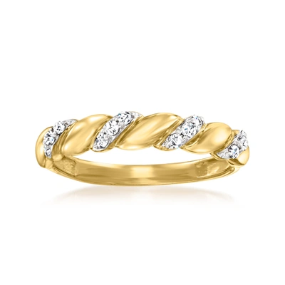 Shop Canaria Fine Jewelry Canaria Diamond Twisted Ring In 10kt Yellow Gold In Silver