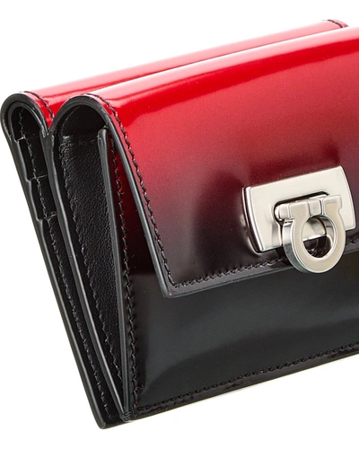 Shop Ferragamo Gancini Clasp Leather Card Case Wallet In Red