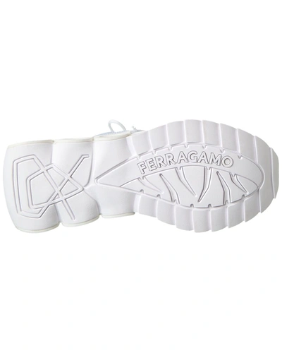 Shop Ferragamo Nima Knit Sneaker In White