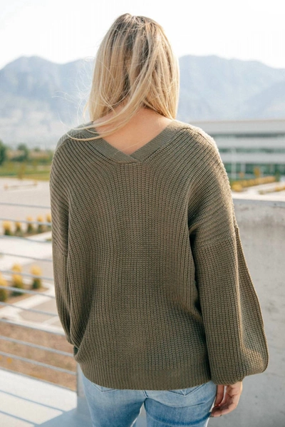 Shop Andree By Unit Buttoned Up Babe Sweater In Olive Green