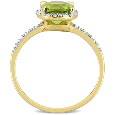 Mimi & Max 1 1/2ct Tgw Peridot Halo Ring With Diamond Accents In 10k Yellow Gold In Green