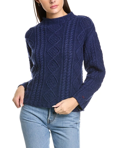 Shop Frances Valentine Fisherman Skipper Wool Sweater In Blue