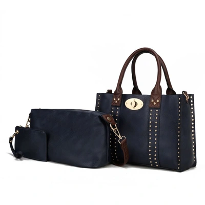 Mkf Collection By Mia K Elissa 3 Pc Set Satchel Handbag With Pouch & Coin Purse In Blue
