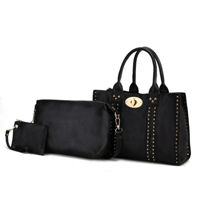 Mkf Collection By Mia K Elissa 3 Pc Set Satchel Handbag With Pouch & Coin Purse In Black