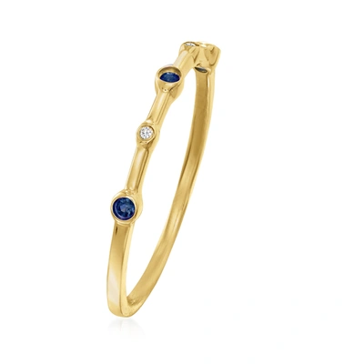 Shop Rs Pure Ross-simons Sapphire- And Diamond-accented Ring In 14kt Yellow Gold In Blue