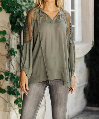 Shop And The Why Alara Embroidered Top In Sage In Green