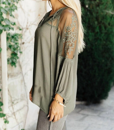 Shop And The Why Alara Embroidered Top In Sage In Green