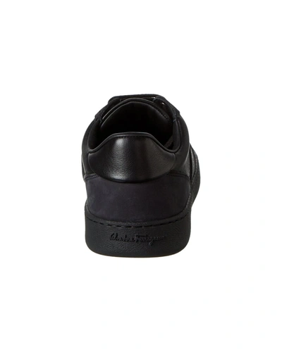 Shop Ferragamo Achille Leather Sneaker In Black