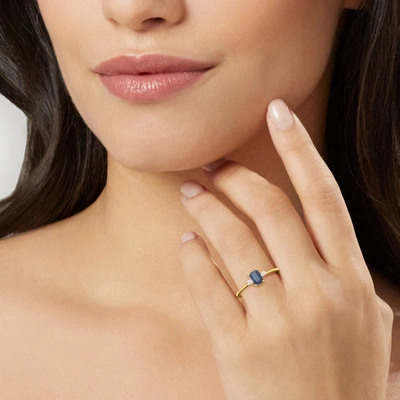 Shop Canaria Fine Jewelry Canaria Sapphire Ring With Diamond Accents In 10kt Yellow Gold In Blue