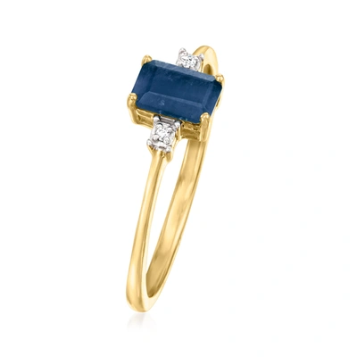 Canaria Fine Jewelry Canaria Sapphire Ring With Diamond Accents In 10kt Yellow Gold In Blue