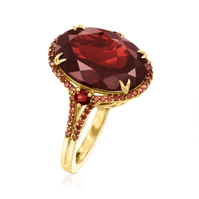 Ross-simons Garnet And . Red Diamond Ring In 14kt Yellow Gold