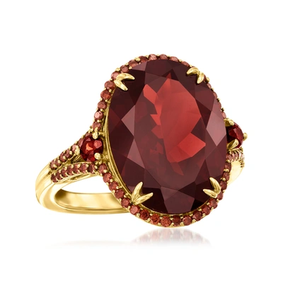 Ross-simons Garnet And . Red Diamond Ring In 14kt Yellow Gold
