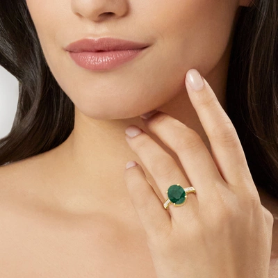 Shop Canaria Fine Jewelry Canaria Emerald Ring With Diamond Accents In 10kt Yellow Gold