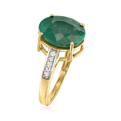 Shop Canaria Fine Jewelry Canaria Emerald Ring With Diamond Accents In 10kt Yellow Gold