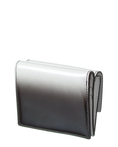 Ferragamo Gancini Clasp Leather Card Case Wallet In Silver