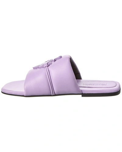 Shop Jw Anderson Anchor Logo Leather Sandal In Purple