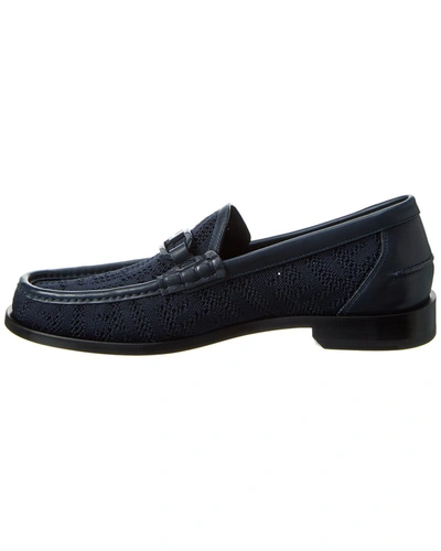 Shop Fendi O'lock Leather-trim Loafer In Blue