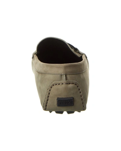 Shop Fendi O'lock Leather Loafer In Beige