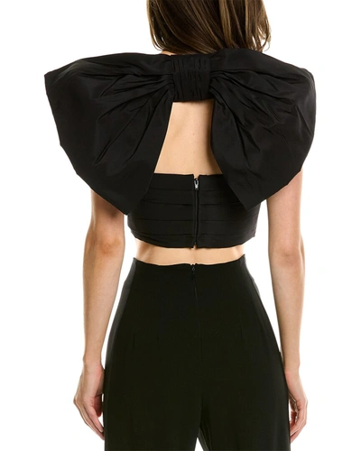 Shop Carolina Herrera Crisscross Wrap Cropped Silk Top In Black