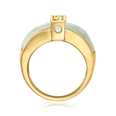 Ross-simons Jade "fortune, Prosperity, Longevity" Ring With 18kt Gold Over Sterling In Silver